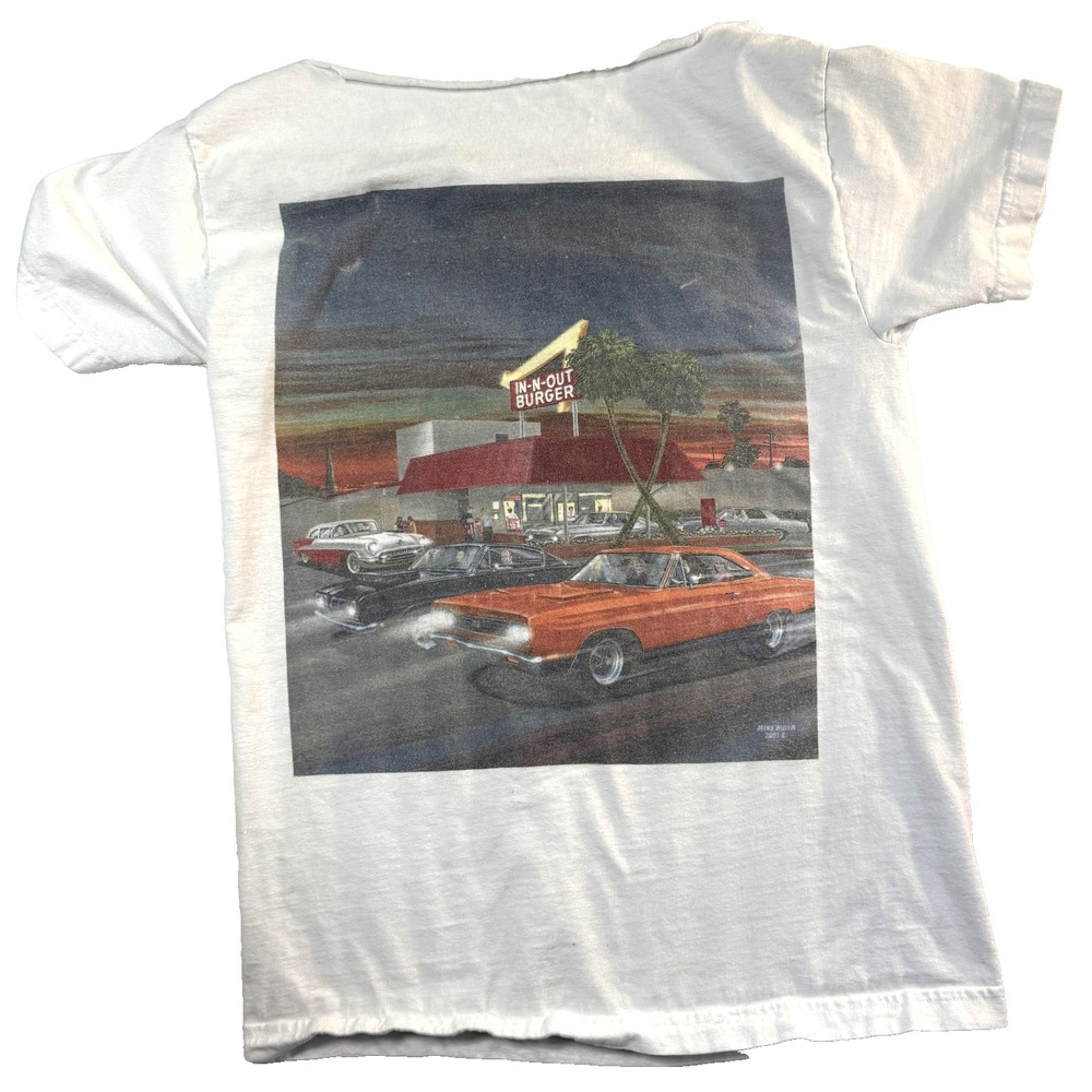 Y2K In-N-Out Burger TShirt Womens M Drive Thru Classic Cars Nostalgic Cut Neck